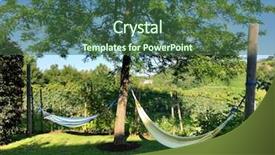  Presentation with area - Audience pleasing PPT layouts consisting of two hammocks tying between trees backdrop and a ocean colored foreground