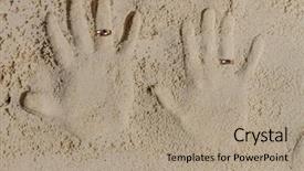  Presentation with wedding rings - Cool new PPT theme with two hand prints with wedding backdrop and a coral colored foreground