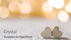  Presentation with hearts - PPT theme with two-handmade-wooden-hearts background and a light gray colored foreground