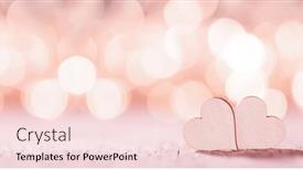  Presentation with hearts - Colorful presentation theme enhanced with two handmade wooden pink hearts on beautiful bokeh background vintage style love valentine's day concept backdrop and a lemonade colored foreground