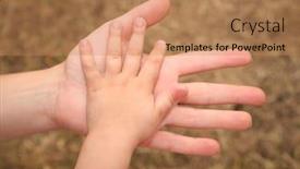  Presentation with peace education two smiley hands - Presentation theme enhanced with children holding up world - two hands against the background background and a coral colored foreground