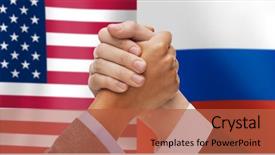  Presentation with african america - Colorful theme enhanced with two hands armwrestling over america backdrop and a  colored foreground