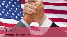  Presentation with politics - PPT theme consisting of two hands armwrestling over america background and a  colored foreground