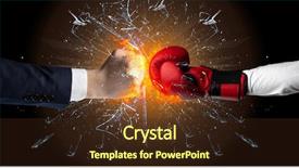  Presentation with glass - Slides with two hands fighting and breaking background and a  colored foreground