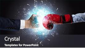  Presentation with light blue - Slide deck featuring two hands fighting and breaking background and a  colored foreground
