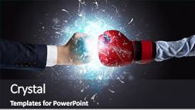  Presentation with peace education two smiley hands - Colorful PPT theme enhanced with two hands fighting and breaking backdrop and a  colored foreground