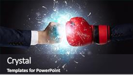 Presentation with light blue - Theme having two hands fighting and breaking background and a  colored foreground