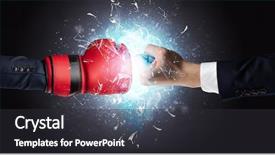  Presentation with light blue - Slide set consisting of two hands fighting and breaking background and a  colored foreground