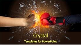  Presentation with peace education two smiley hands - Audience pleasing presentation theme consisting of two hands fighting and breaking backdrop and a  colored foreground