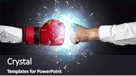  Presentation with light blue - PPT theme featuring two hands fighting and breaking background and a  colored foreground