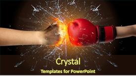  Presentation with peace education two smiley hands - Beautiful presentation theme featuring two hands fighting and breaking backdrop and a  colored foreground