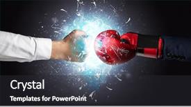  Presentation with light blue - Cool new presentation theme with two hands fighting and breaking backdrop and a  colored foreground