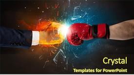 Presentation with fire fighting - Colorful presentation theme enhanced with two hands fighting and breaking backdrop and a wine colored foreground