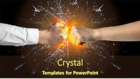  Presentation with peace education two smiley hands - Amazing slide deck having two hands fighting and breaking a glass into small pieces backdrop and a tawny brown colored foreground