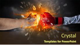  Presentation with rock - Theme featuring two-hands-fighting-and-breaking background and a tawny brown colored foreground