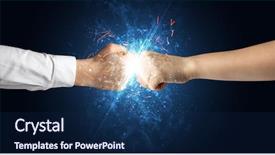  Presentation with glow - Amazing slide set having two hands fighting with light backdrop and a navy blue colored foreground