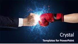  Presentation with spark - PPT theme having two hands fighting with light background and a navy blue colored foreground