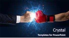 Presentation with glow - Slide deck consisting of two hands fighting with light background and a  colored foreground