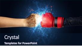  Presentation with glow - Slide deck enhanced with two hands fighting with light background and a  colored foreground