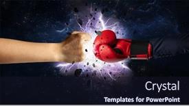  Presentation with explosion - Presentation theme featuring two hands fighting with storm explosion concept background and a wine colored foreground