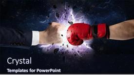  Presentation with explosion - PPT theme enhanced with two-hands-fighting-with-storm background and a wine colored foreground
