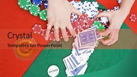  Presentation with poker chips - Audience pleasing slides consisting of two hands grabbing at the chips after winning a poker game backdrop and a red colored foreground
