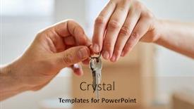  Presentation with condominium - Slides consisting of two-hands-handing-over background and a coral colored foreground