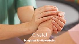  Presentation with condolence - Audience pleasing theme consisting of two-hands-hold-the-hand backdrop and a coral colored foreground