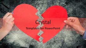  Presentation with broken heart - Beautiful presentation theme featuring two hands holding broken heart backdrop and a coral colored foreground