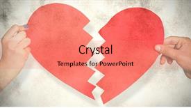  Presentation with broken heart - Cool new slide deck with two hands holding broken heart backdrop and a coral colored foreground