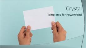  Presentation with greetings - Presentation theme featuring two-hands-of-caucasian-woman background and a sky blue colored foreground