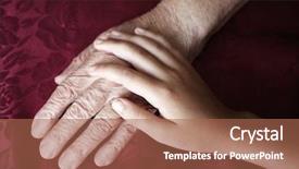  Presentation with old young - Amazing presentation design having two hands old and young backdrop and a coral colored foreground