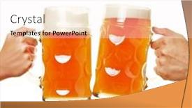  Presentation with thick glasses - Audience pleasing PPT layouts consisting of two-hands-toast-with-beer backdrop and a white colored foreground