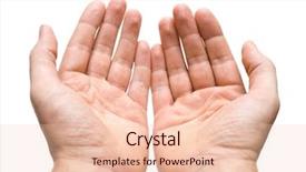  Presentation with human hands open palm up - Presentation having two hands with palms up background and a lemonade colored foreground