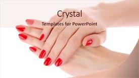  Presentation with manicure - Audience pleasing slide deck consisting of two hands with the red manicure isolated backdrop and a lemonade colored foreground