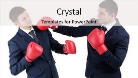  Presentation with pink boxing gloves - Beautiful presentation theme featuring two handsome businessmen with boxing backdrop and a  colored foreground