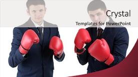  Presentation with fight two boxer boxing - Cool new theme with two handsome businessmen with boxing backdrop and a light gray colored foreground