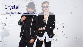  Presentation with two men climbing - Amazing slides having two handsome men in fashion backdrop and a sky blue colored foreground