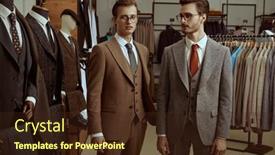  Presentation with elegant - PPT layouts consisting of two-handsome-respectable-men background and a wine colored foreground