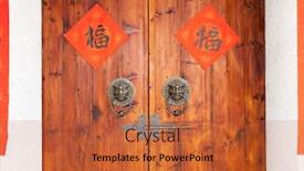  Presentation with chinese traditional - Audience pleasing PPT theme consisting of two-handwriting-chinese-blessing-fu backdrop and a red colored foreground