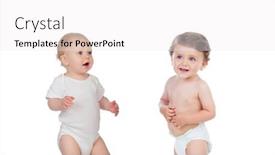  Presentation with babies - Amazing slide set having two-happy-babies-isolated backdrop and a white colored foreground