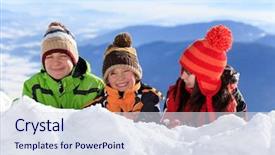  Presentation with sister - PPT theme consisting of two happy brothers and sister background and a sky blue colored foreground