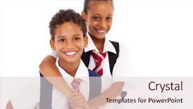  Presentation with school elementary - PPT layouts having two happy elementary school friends background and a lemonade colored foreground