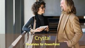  Presentation with quit - Presentation design having two-happy-entrepreneurs-in-quit background and a tawny brown colored foreground