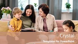  Presentation with females - Amazing presentation theme having two-happy-females-in-smart backdrop and a coral colored foreground