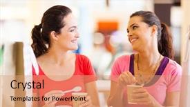  Presentation with underage drinking two teenagers having - Colorful PPT theme enhanced with coffee shop ladies - two happy friends having drinks backdrop and a coral colored foreground