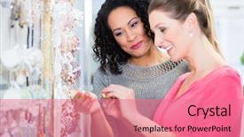  Presentation with jewelry - PPT layouts enhanced with two happy friends in jewelry background and a coral colored foreground