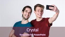 Presentation with selfie - Slides having two happy friends taking selfie background and a tawny brown colored foreground