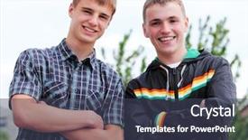  Presentation with sky - Slides with two happy friends background and a tawny brown colored foreground