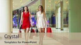  Presentation with walk by faith - Beautiful slide set featuring gift goes - two happy girlfriends on shopping backdrop and a  colored foreground